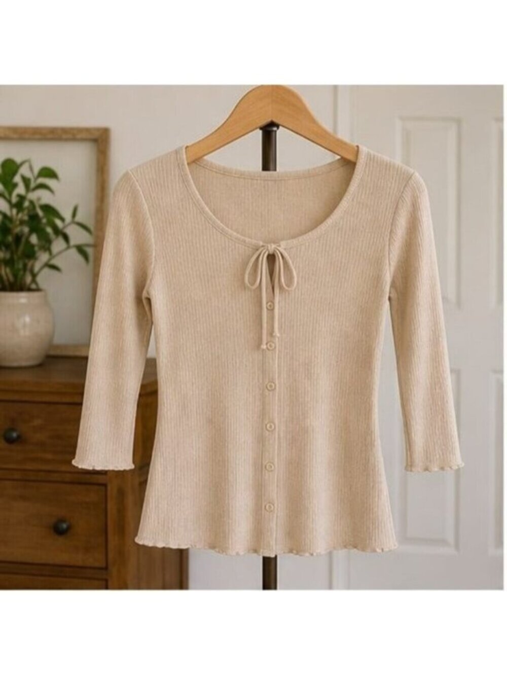Sand Ruffle Blouse